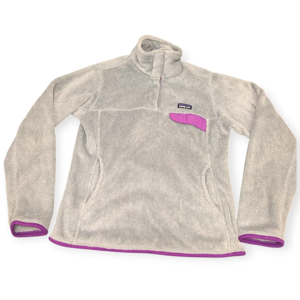 Womens Patagonia Synchilla Snap-T Fleece Pullover Jacket Grey Purple Small - Picture 3 of 9